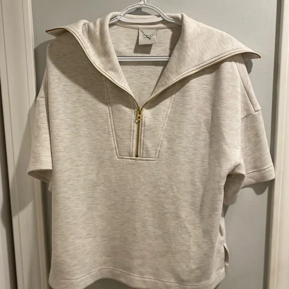 Varley XS Cream Short Sleeve Zip-Up Shirt - Picture 1 of 5